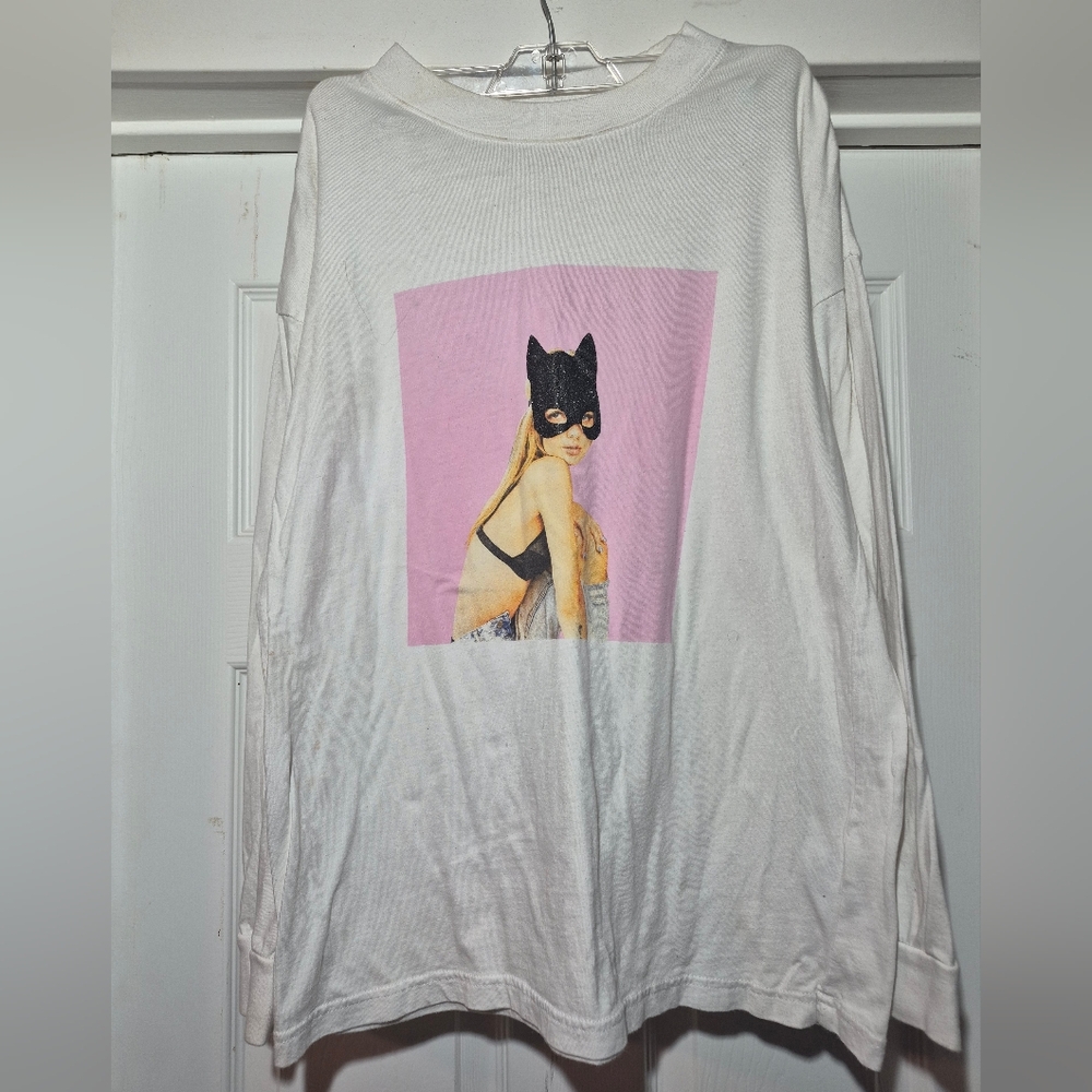 Forever 21 White Cat Mask Graphic Long Sleeve